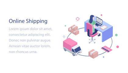 
Logistics fast delivery isometric illustration 
