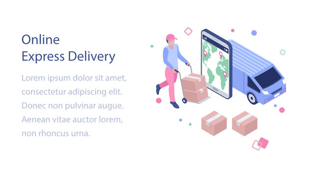 
Logistics fast delivery isometric illustration 
