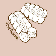 Hand-drawn Pane ticinese bread illustration