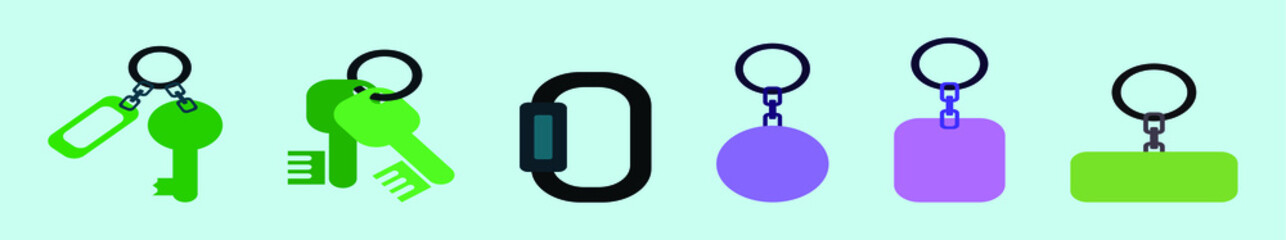 set of key holder cartoon icon design template with various models. vector illustration isolated on blue background