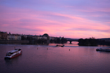 sunset over the river