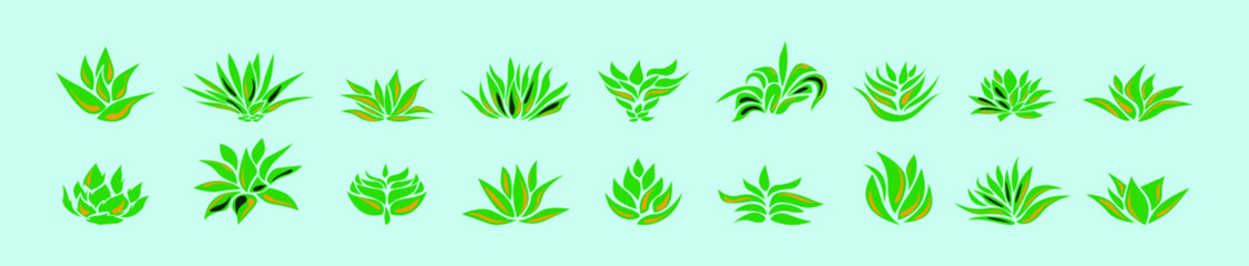 set of green agave cartoon icon design template with various models. vector illustration isolated on blue background