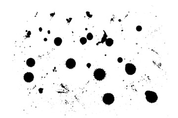 Black ink spots set. Splashes texture isolated on white background. Vector illustration.