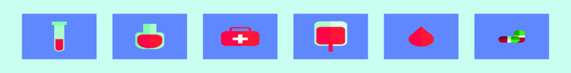 Fototapeta premium set of medical cartoon icon design template with various models. vector illustration isolated on blue background