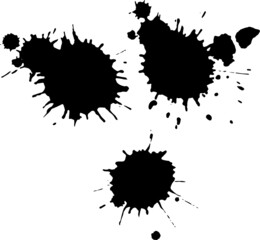 Black ink spots set. Splashes isolated on white background. Vector illustration.