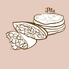 Hand-drawn Pita bread illustration