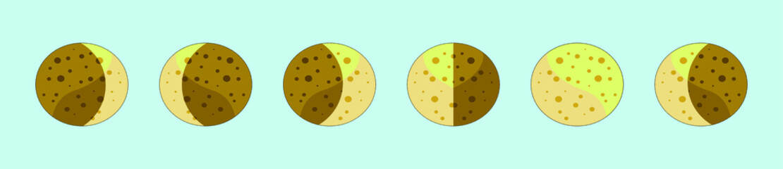 set of moon phases cartoon icon design template with various models. vector illustration isolated on blue background