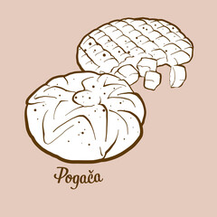 Hand-drawn Pogaca bread illustration