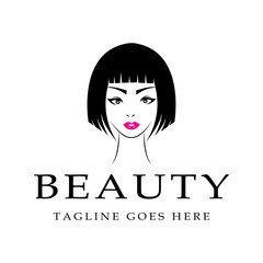 beauty women face logo icon vector template.