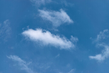 Blue sky and white and fluffy clouds, background and pattern