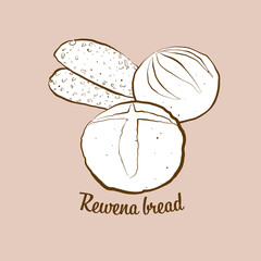 Hand-drawn Rewena bread bread illustration