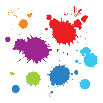 Color Paint Splatters. Splashes set.Vector illustration.