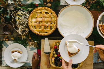 Serving Thanksgiving Pies