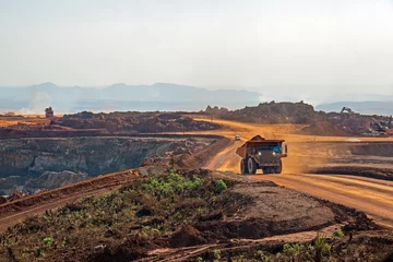 Poster Dump truck in an open pit mine in Africa © Roel