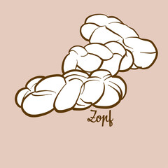 Hand-drawn Zopf bread illustration