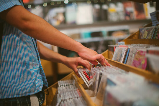 Man shopping for CDs