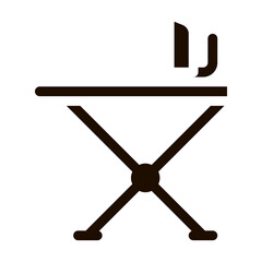 Laundry Service Ironing Equipment Vector Line Icon. Iron And Skirt-board Laundry Service, Washing Clothes Dress Pictogram. Laundromat, Dry-Cleaning, Launderette Contour Illustration