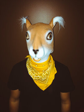 Young man with mask on