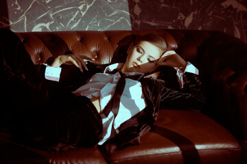 evening relaxation lying on the sofa