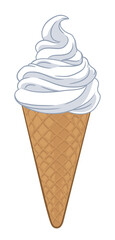 An ice cream waffle cone cartoon illustration