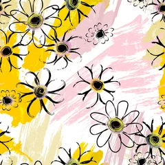 Gardinen flowers background, seamless, with paint strokes and splashes © Kirsten Hinte