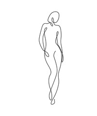 Line art woman silhouette vector background. Female figure pose in modern simple linear style. Girl body posture design. Beauty and fashion collection concept