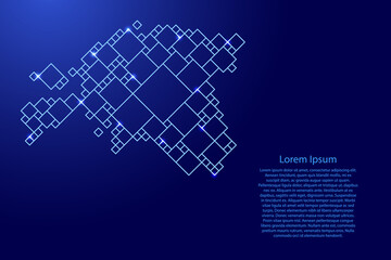 Estonia map from blue pattern from a grid of squares of different sizes and glowing space stars. Vector illustration.
