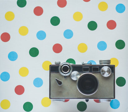 Vintage Camera on poka dots