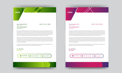 Corporate Modern Business Letterhead Design Template, Letterhead template in flat style, Simple Letterhead vector template design. Creative & Clean business Letterhead. Gradient letterhead Bundle. 