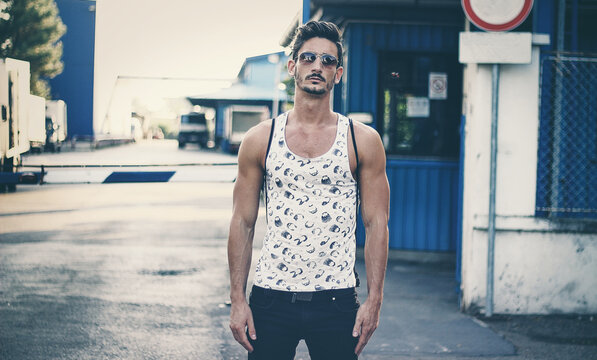 Fit young male in modern clothes