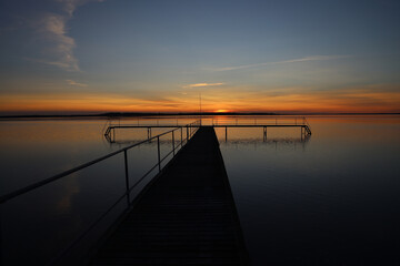 Fototapeta na wymiar Sunset on the pier in Nibe, Denmark