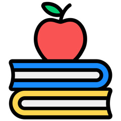 
Apple on book, healthy knowledge flat vector 
