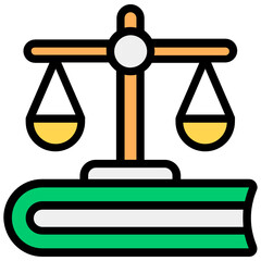 
Editable flat icon of law book, balance scale with book 
