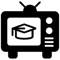 
Television programme or transmission, flat icon of educational broadcast 

