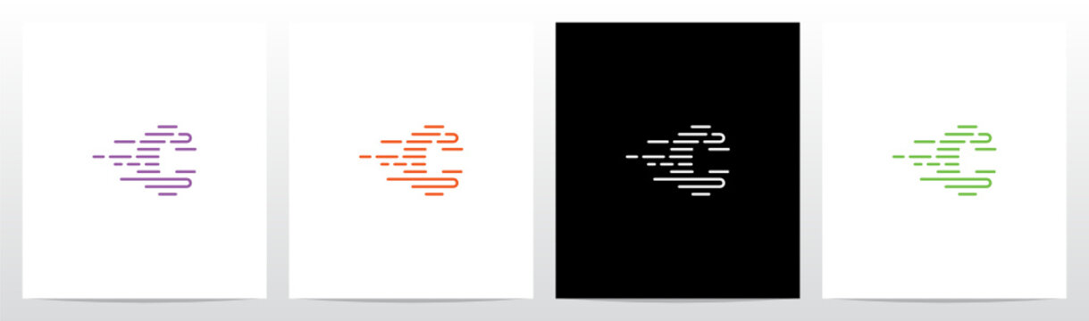 U Turn Lines Formed Letter Logo Design C