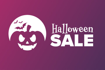 Halloween. October 31. Sale concept. Template for background, banner, card, poster with text inscription. Vector EPS10 illustration.