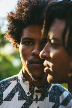 Young black gay couple portrait