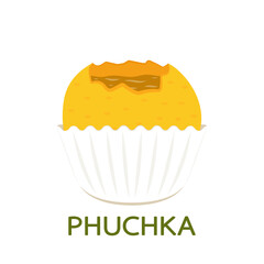 Phuchka is indian food. Gol gappe cartoon vector on white background.