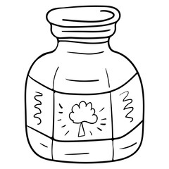 Jar glass for Jam Vector doodle illustration. Illustration for coloring. One color.