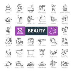 Beauty Icons Pack. Thin line icons set. Flat icon collection set. Simple vector icons