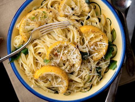 Tagliatelle Pasta with Caramelized Grilled Lemons