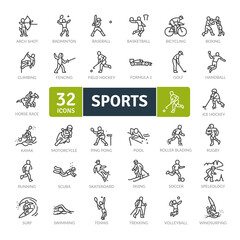 Sports Icons Pack. Thin line icons set. Flat icon collection set. Simple vector icons