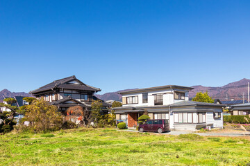 Landscape of Japanese town, traditional wooden house and modern villa,Kyoto,Japan
