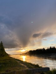 sunset over the river