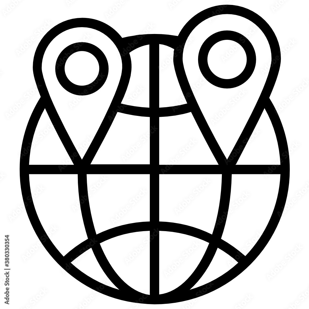 Wall mural global location vector, globe with pointers