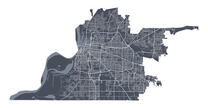Memphis map. Detailed map of Memphis city poster with streets. Cityscape vector.