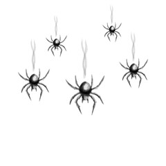 Black spiders hand drawn and painted with watercolor illustration.