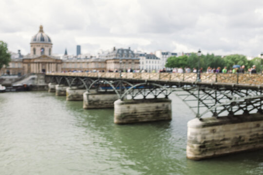 Out-of-focus Ponts des Arts bridge in Paris