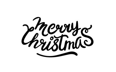 Merry christmas lettering. Vector illustration in flat style