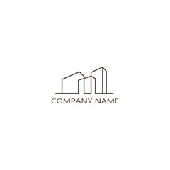 simple line building logo design vector illustration